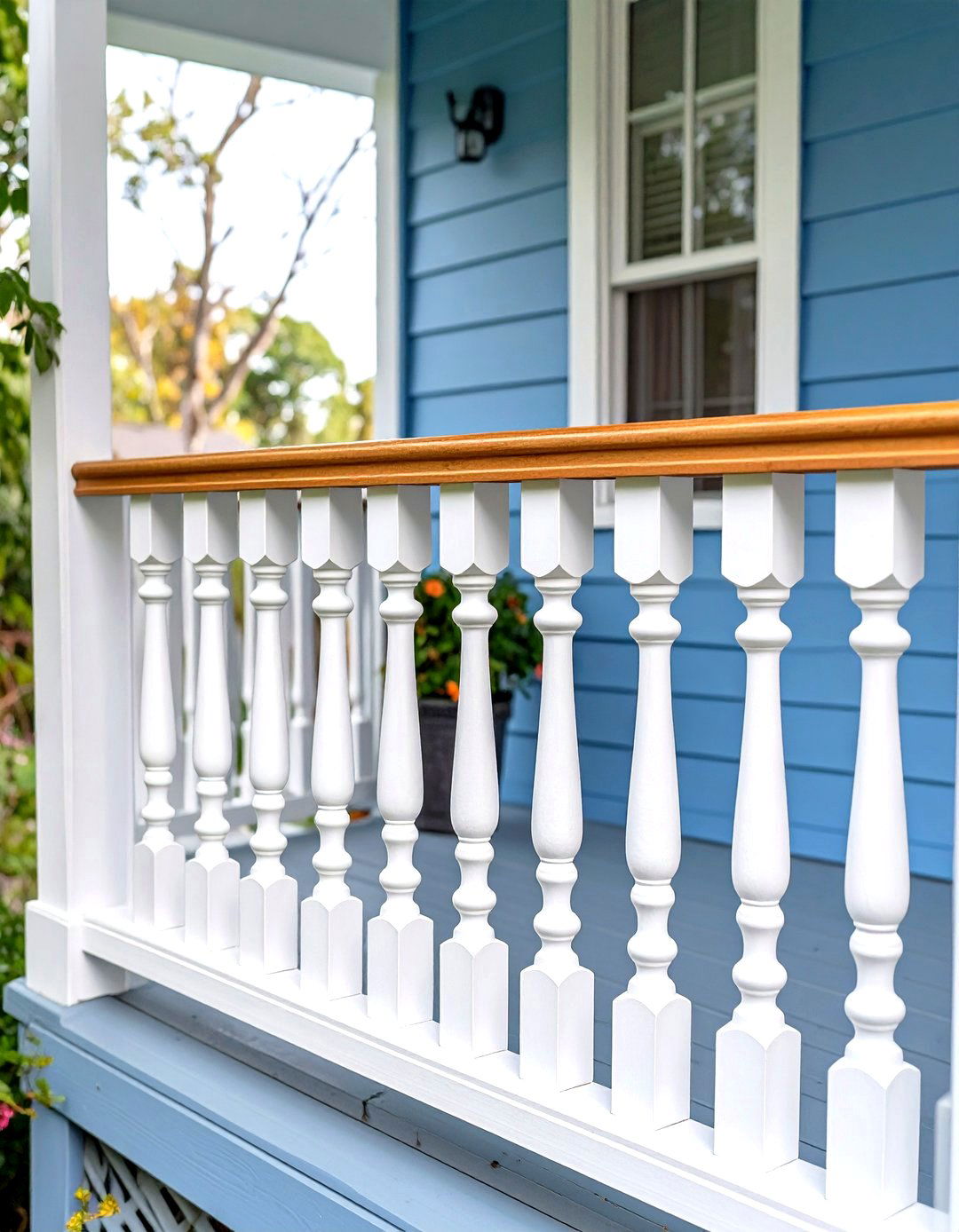 Classic Wood Spindle Porch Railing - 30 small front porch railing ideas