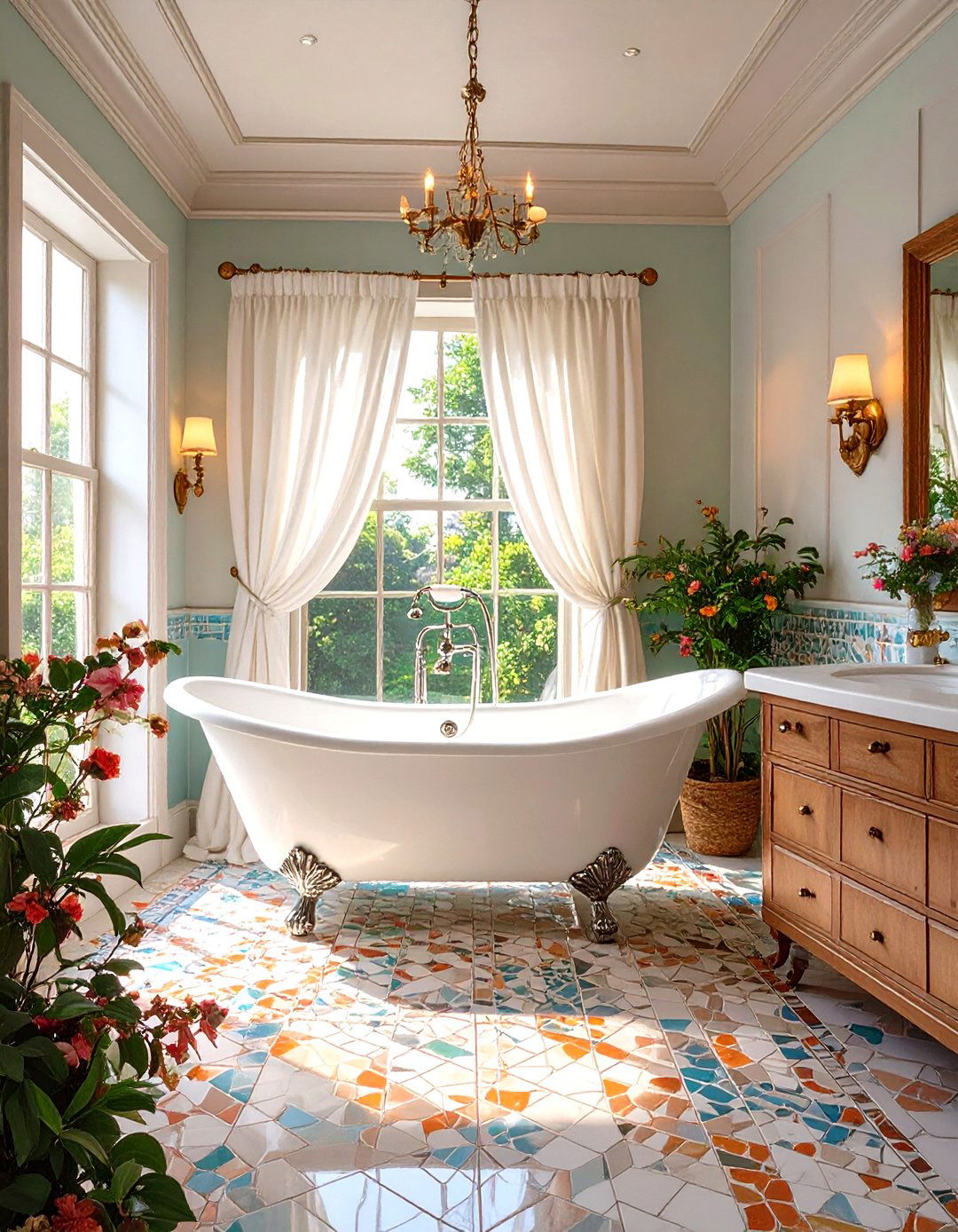 Clawfoot Tub Inside a Curtained Shower Area - 30 tub in shower design ideas