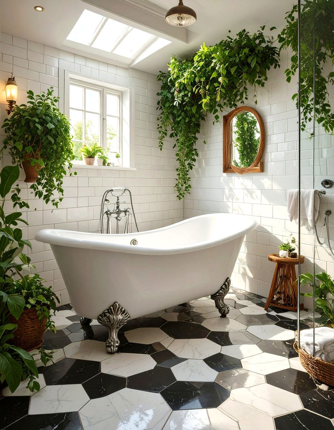 Clawfoot Tub in an Open Wet Room Shower - 30 tub in shower bathroom ideas
