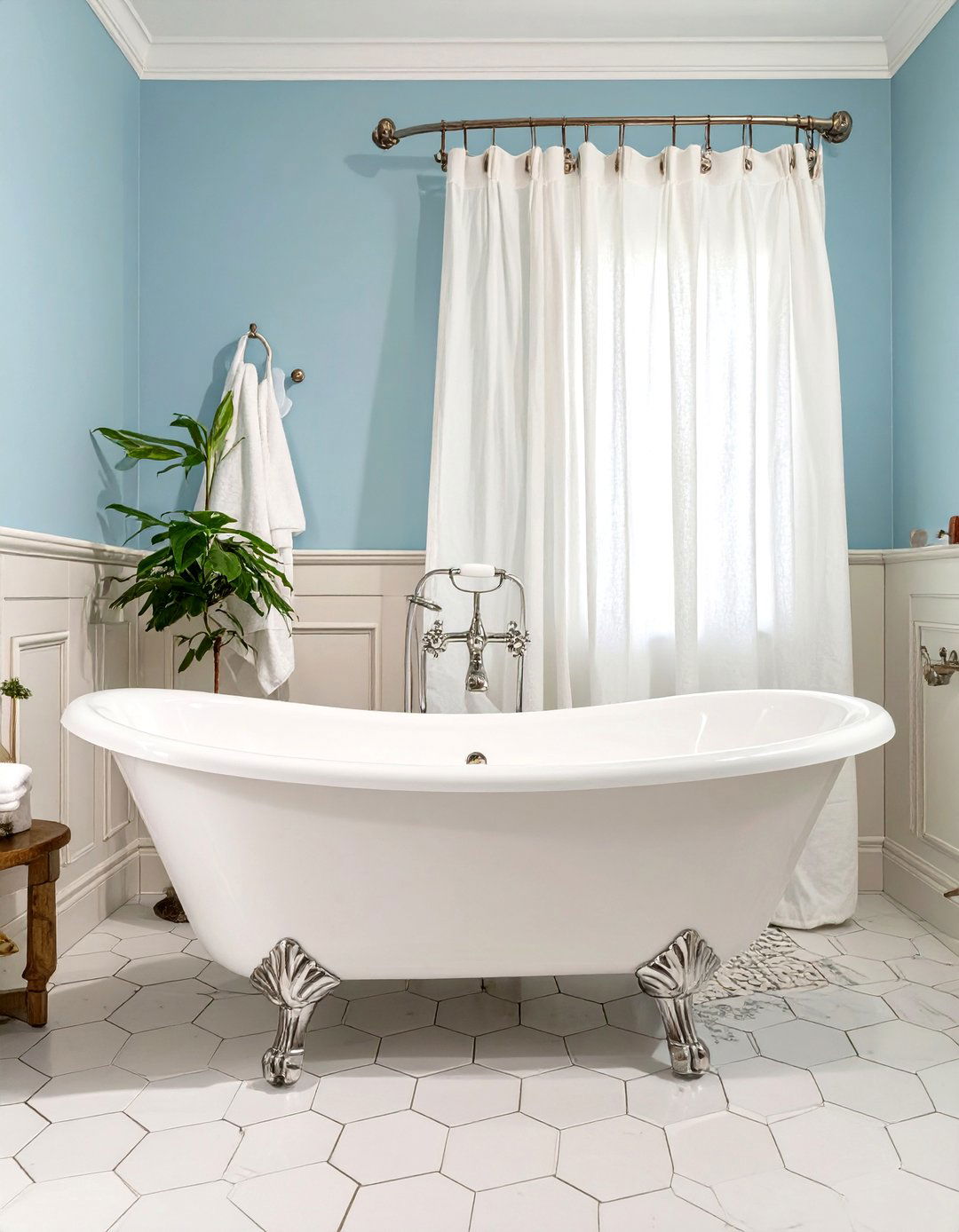 Clawfoot Tub with a Degree Shower Curtain - 30 shower tub designs