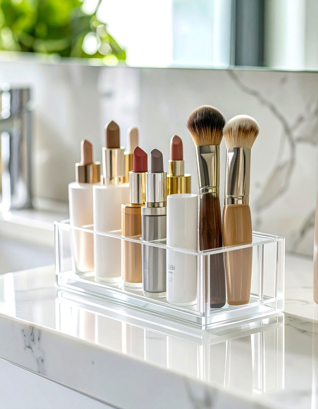 Clear Acrylic Bathroom Organizers - 30 bathroom organization ideas