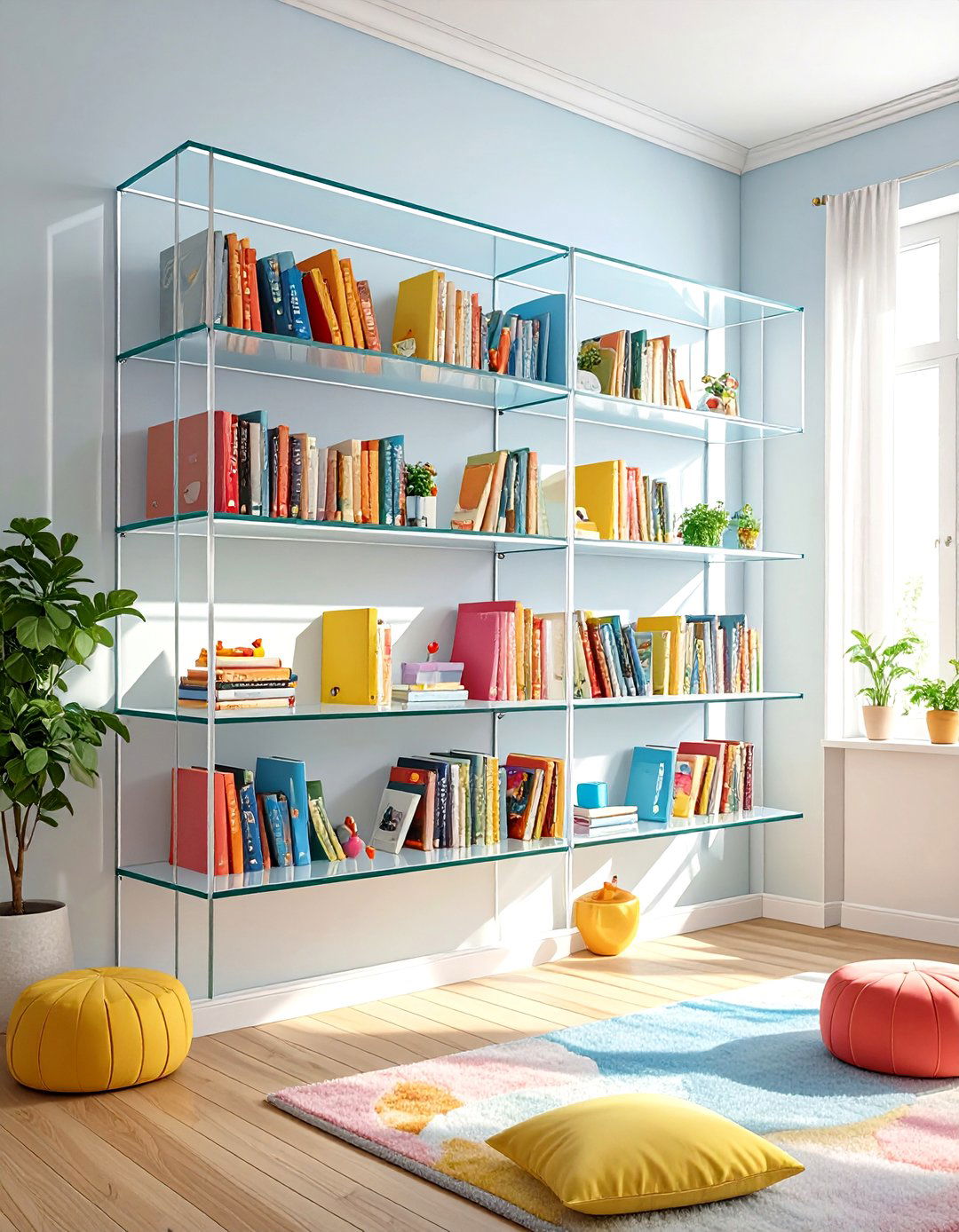 Clear Acrylic Bookshelves - 30 nursery storage ideas