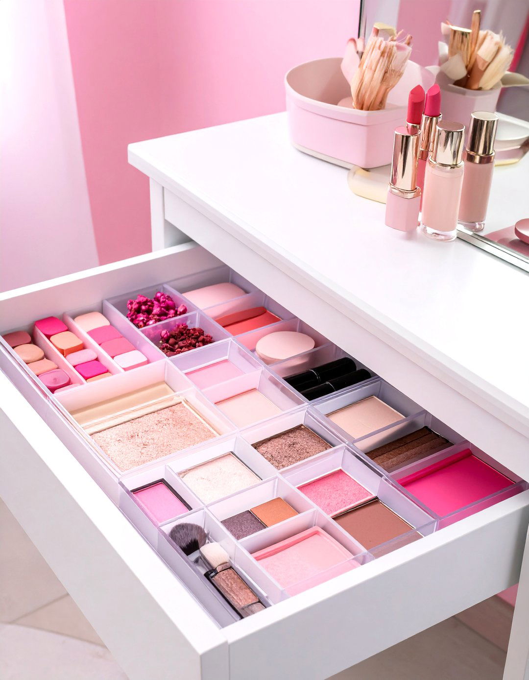 Clear Acrylic Drawer Dividers - 30 vanity organization ideas