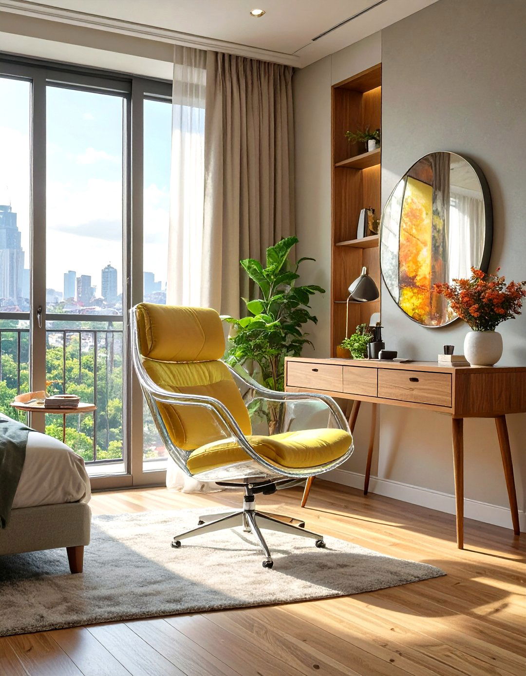 Clear Acrylic Furniture - 30 small apartment bedroom ideas