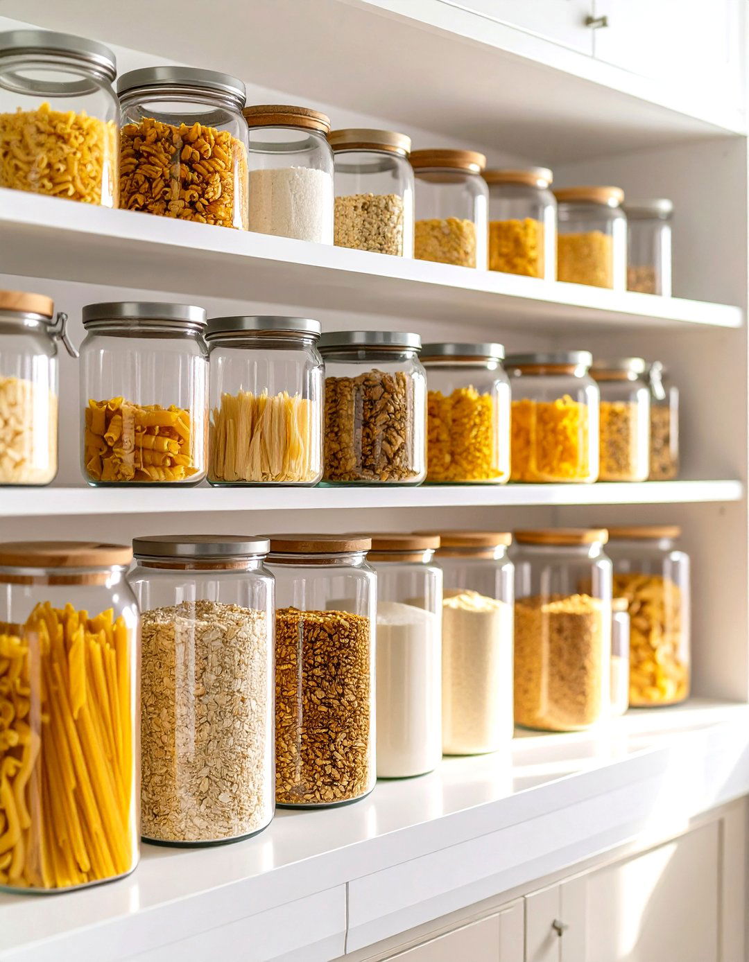 Clear Airtight Canisters for Staples - 30 pantry organizer ideas