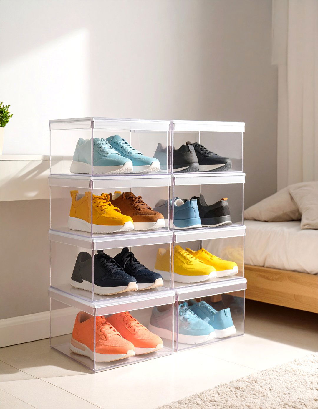 Clear Drop Front Shoe Boxes - 30 shoe closet ideas