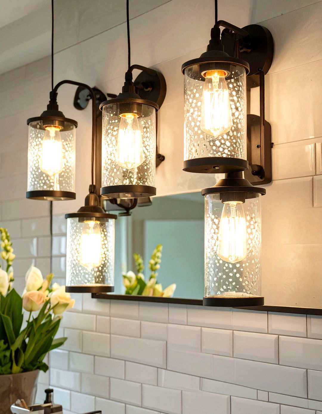 Clear Glass Shade Vanity Lights - 30 vanity lighting ideas