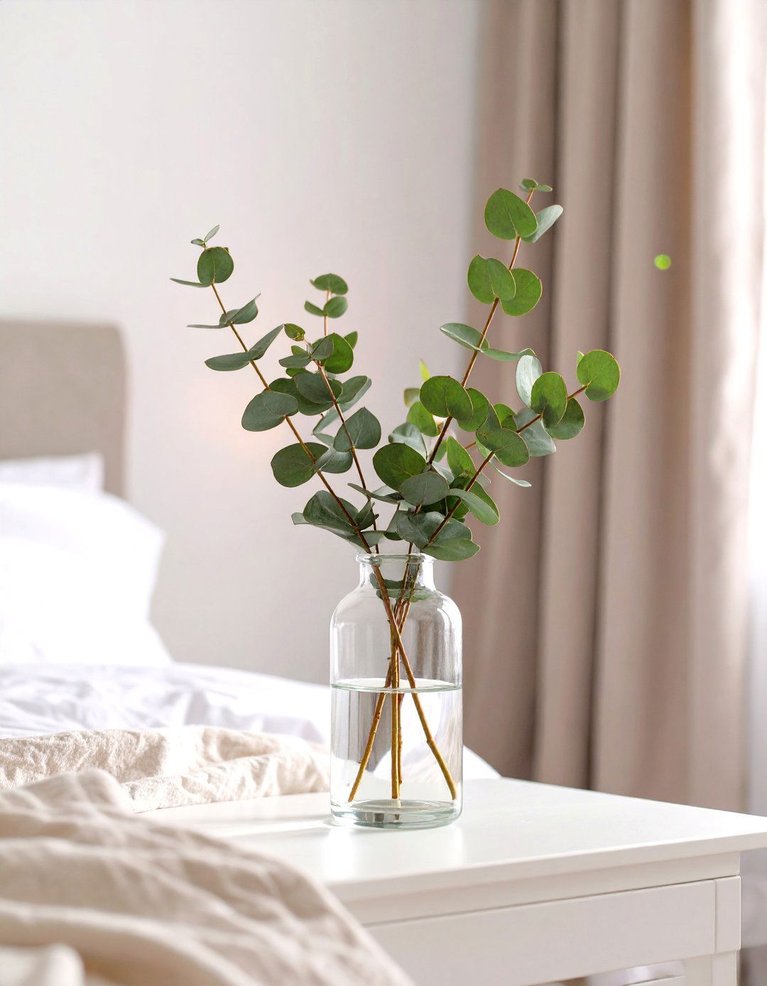 Clear Glass Vases with Single Stems - 30 simple bedroom ideas