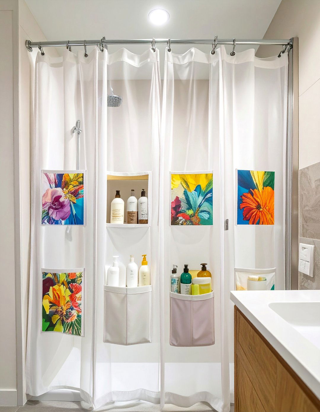 Clear Pocket Bathroom Curtain - 30 bathroom curtains ideas