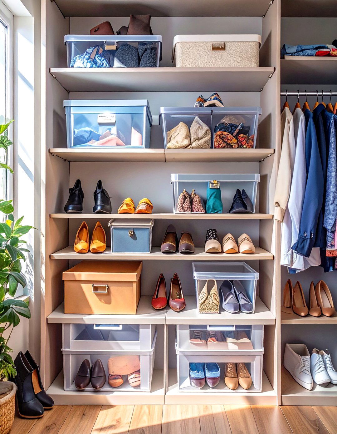 Clear Storage Boxes for Visibility - 30 walk in closet organization ideas