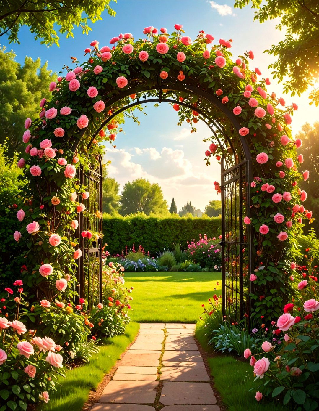 Climber Covered Pergola Arch - 30 small garden design ideas