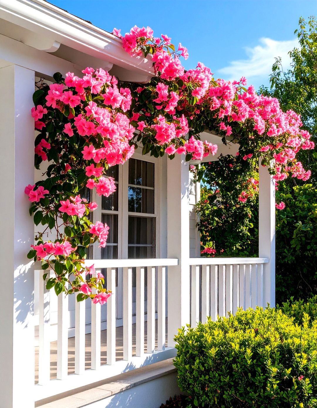 Climbing Mandevilla on a Trellis - 30 patio plants ideas