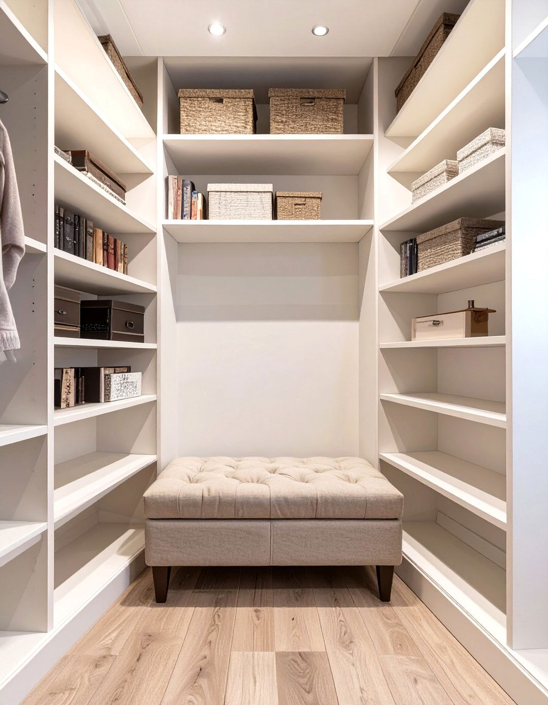 Closet Nook with a Built In Bench and Shelves - 30 closet shelf ideas