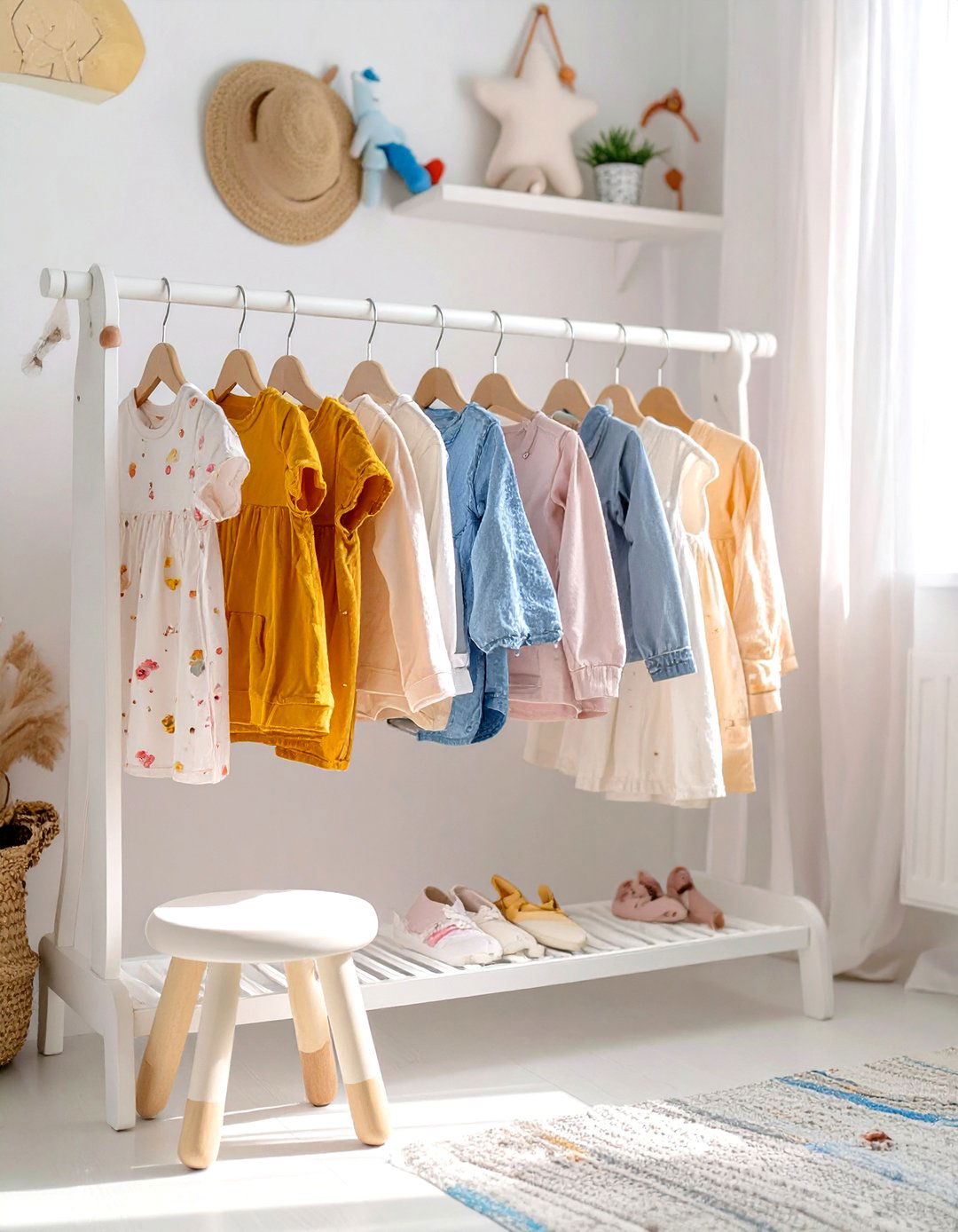 Clothing Rail at Toddler Height - 30 toddler bedroom ideas