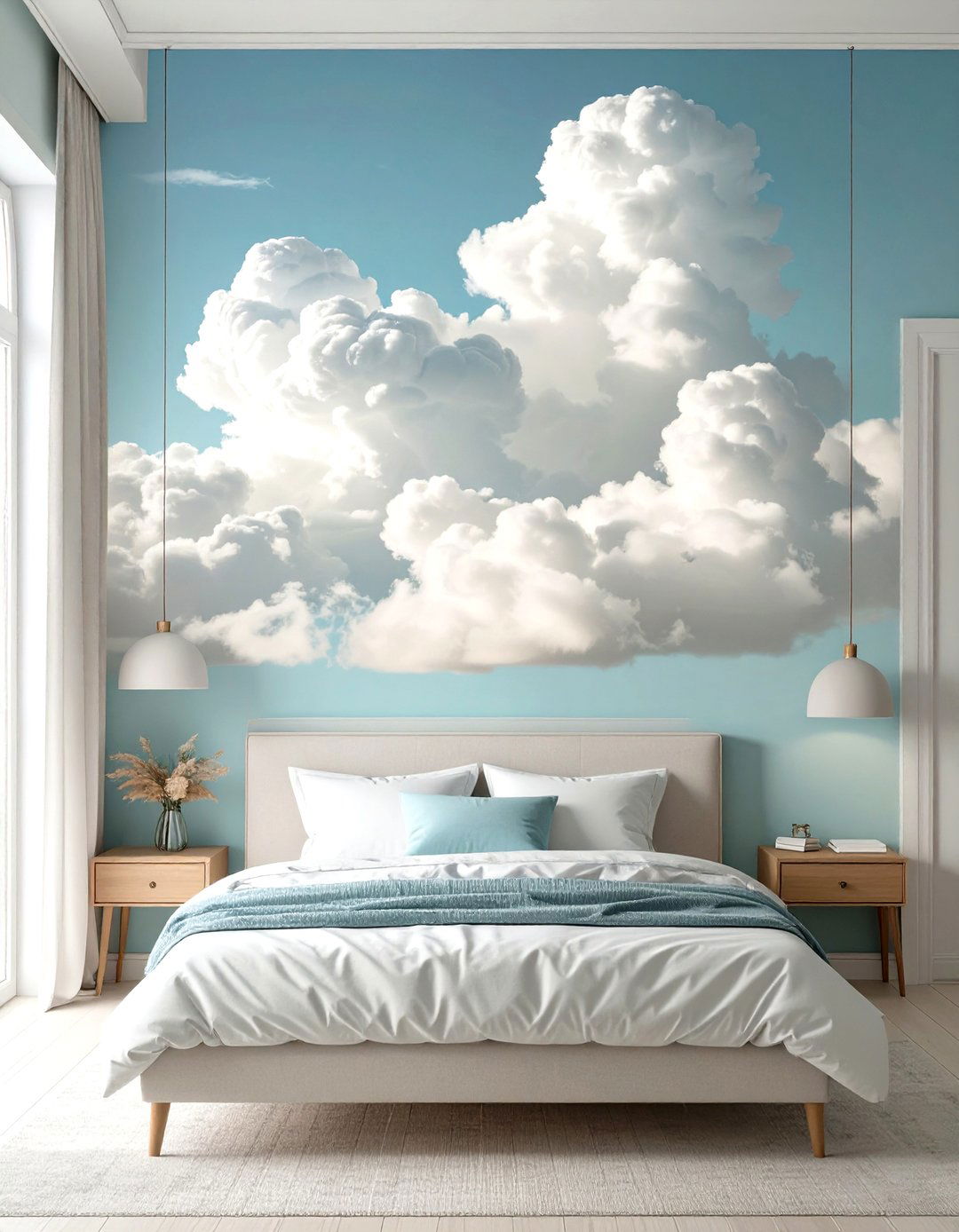 Cloud Mural Wallpaper - 30 wallpaper ideas for bedroom
