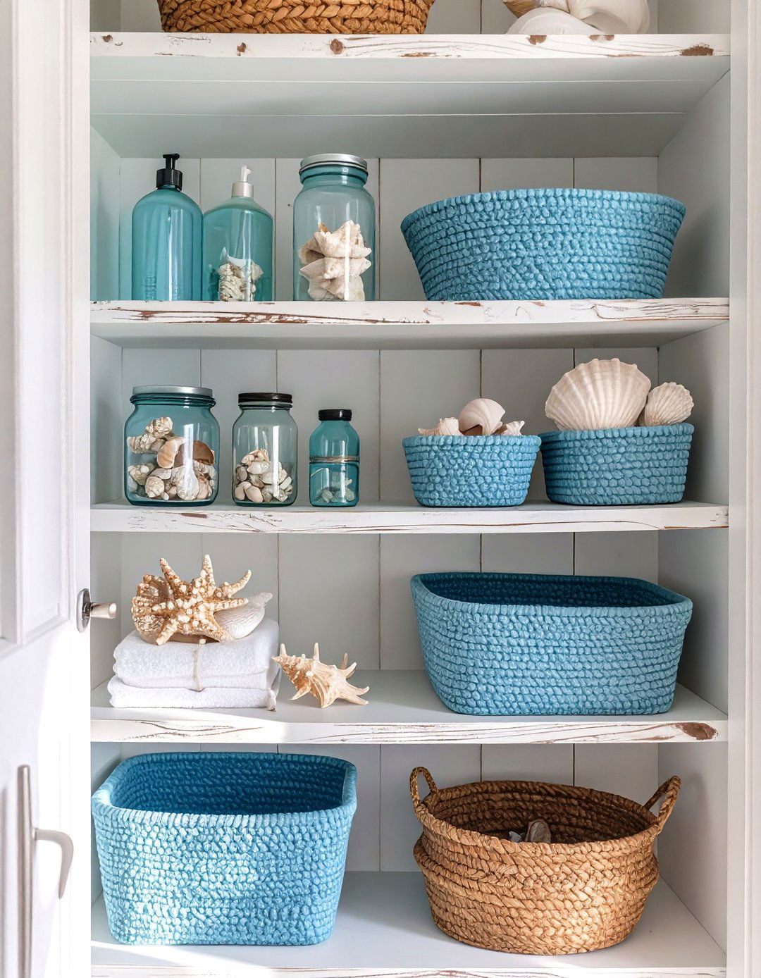 Coastal Beach House Vibe - 30 bathroom closet organization ideas