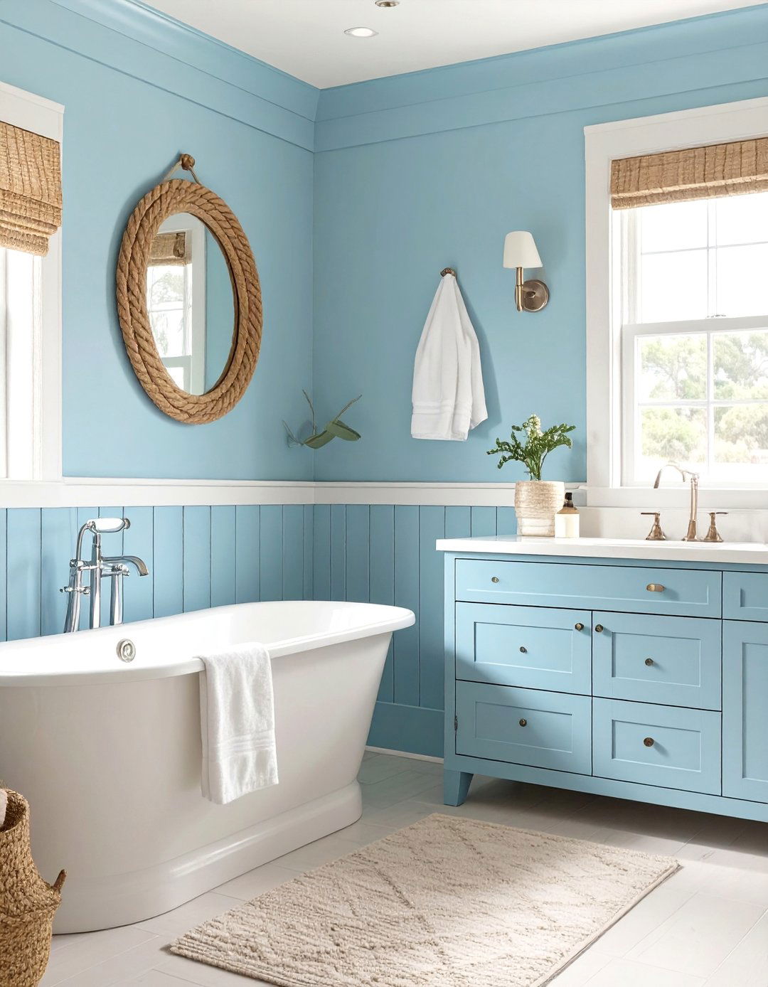 Coastal Blue Bathroom Wainscoting - 30 bathroom wainscoting ideas