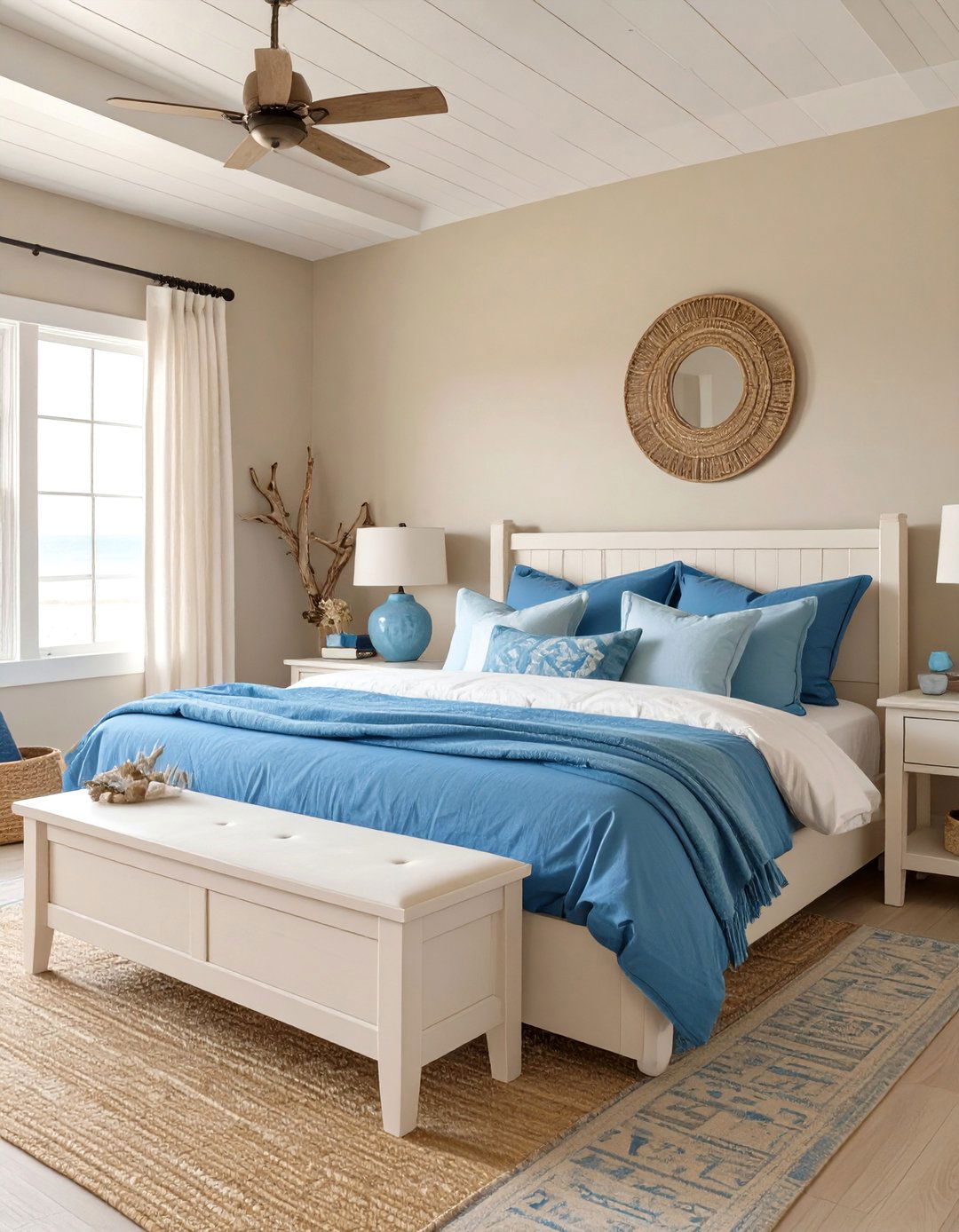 Coastal Blue and Sand Bedroom - 30 color ideas for bedroom