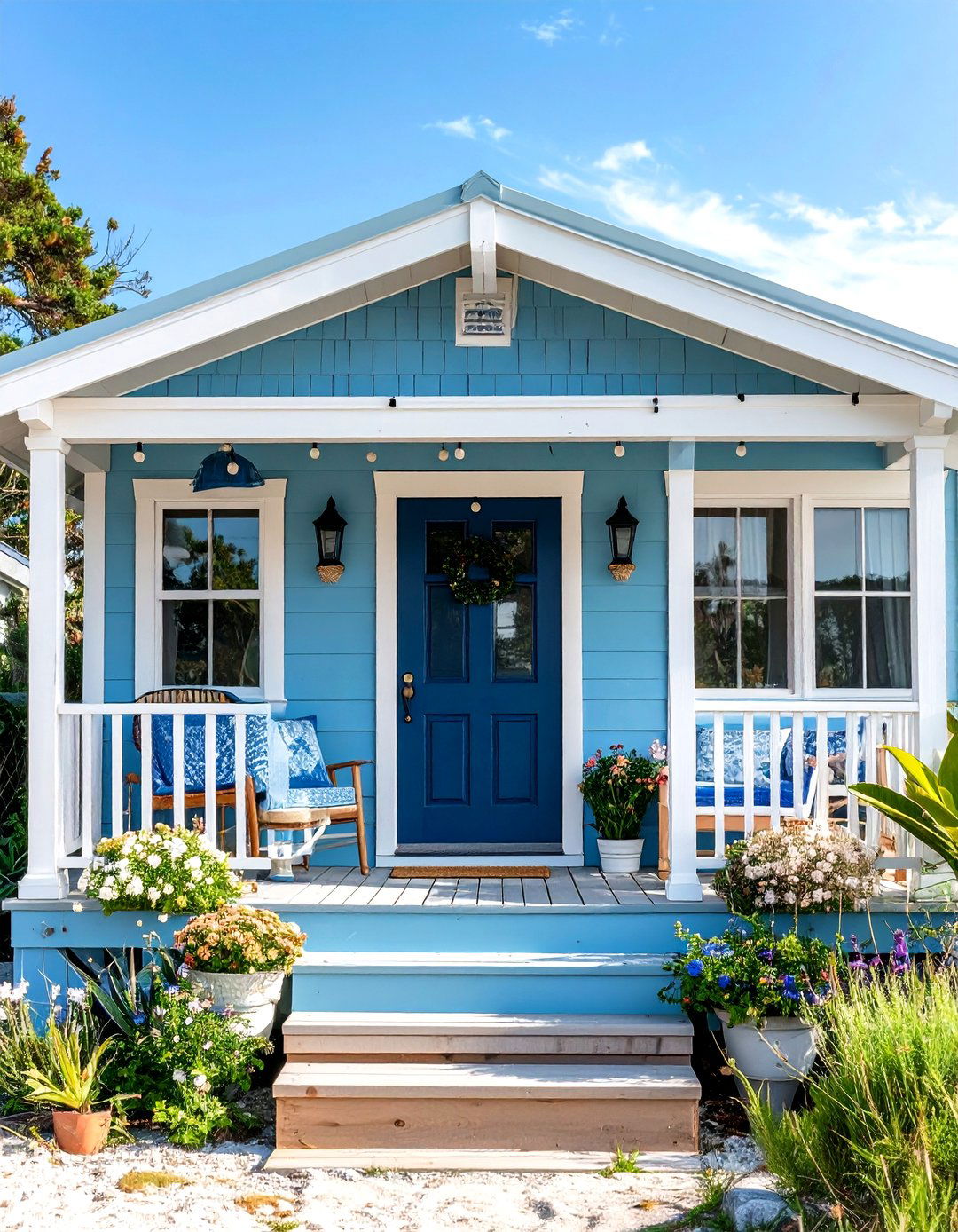 Coastal Blue and White - 30 exterior paint mobile home paint color ideas