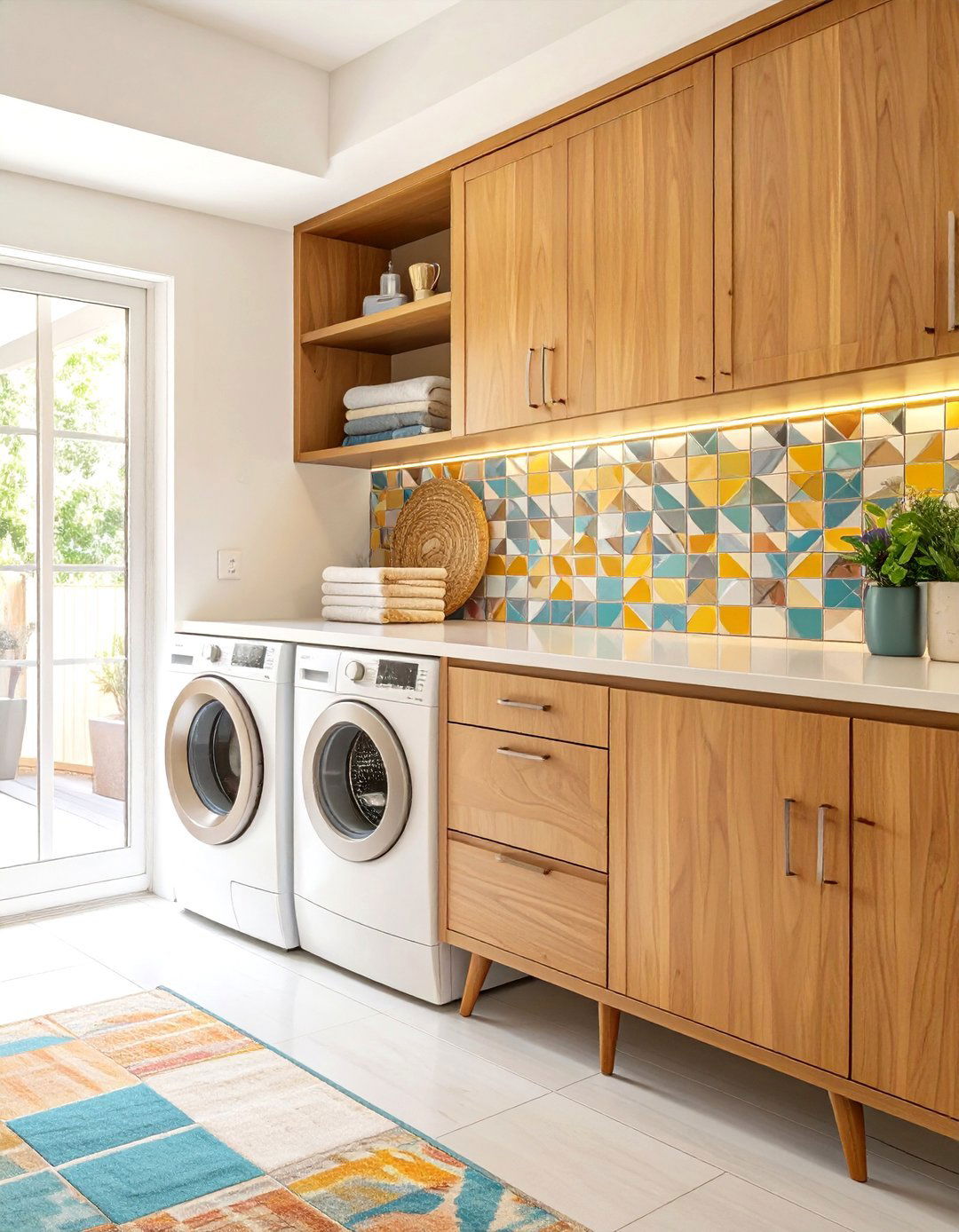 Coastal Breeze Laundry Closet - 30 modern stacked laundry room ideas