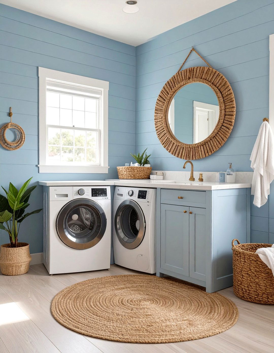 Coastal Breeze Wash Room - 30 combination small bathroom and laundry room combo designs