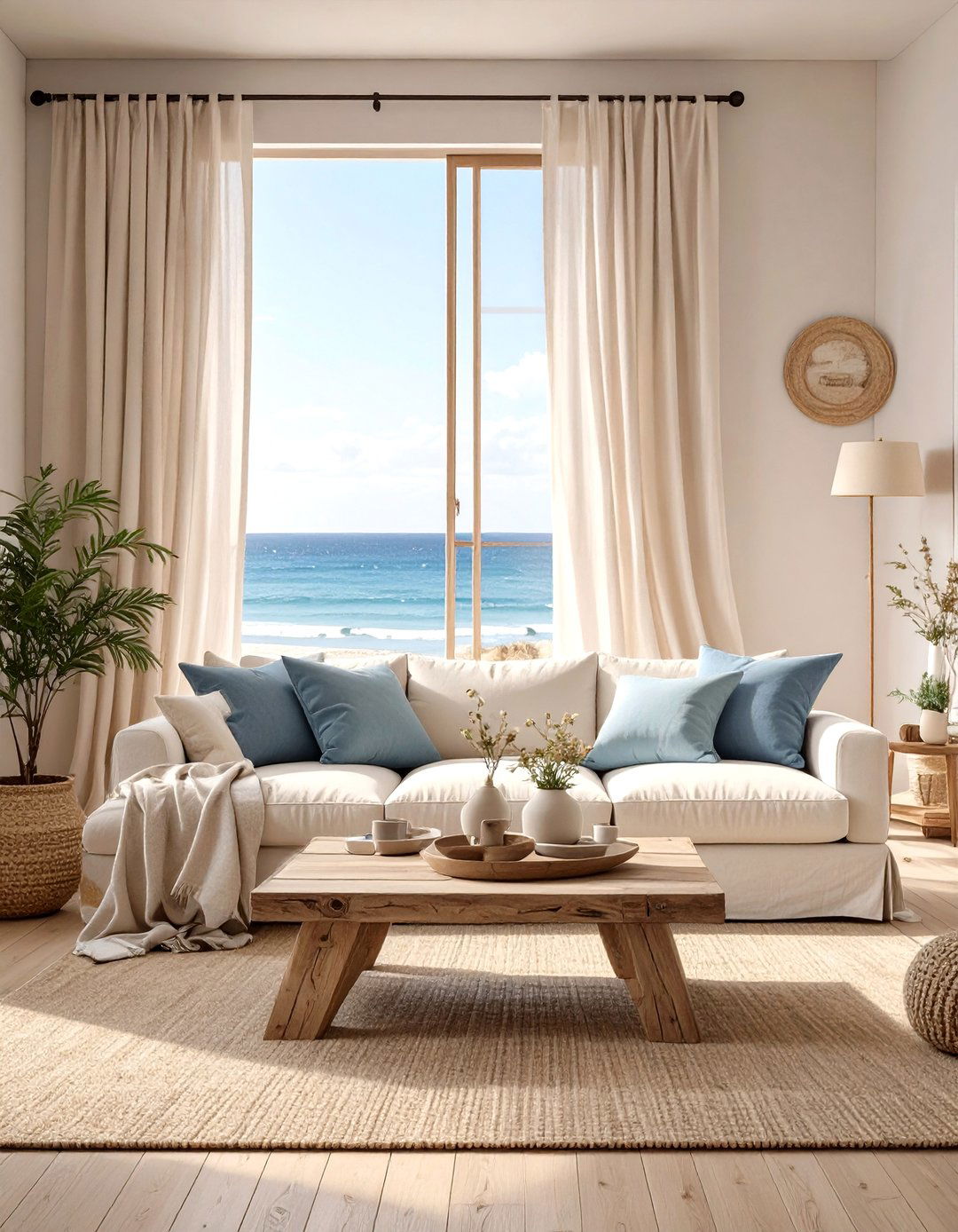 Coastal Calm Minimalist Living Room - 30 ai minimalist living room ideas