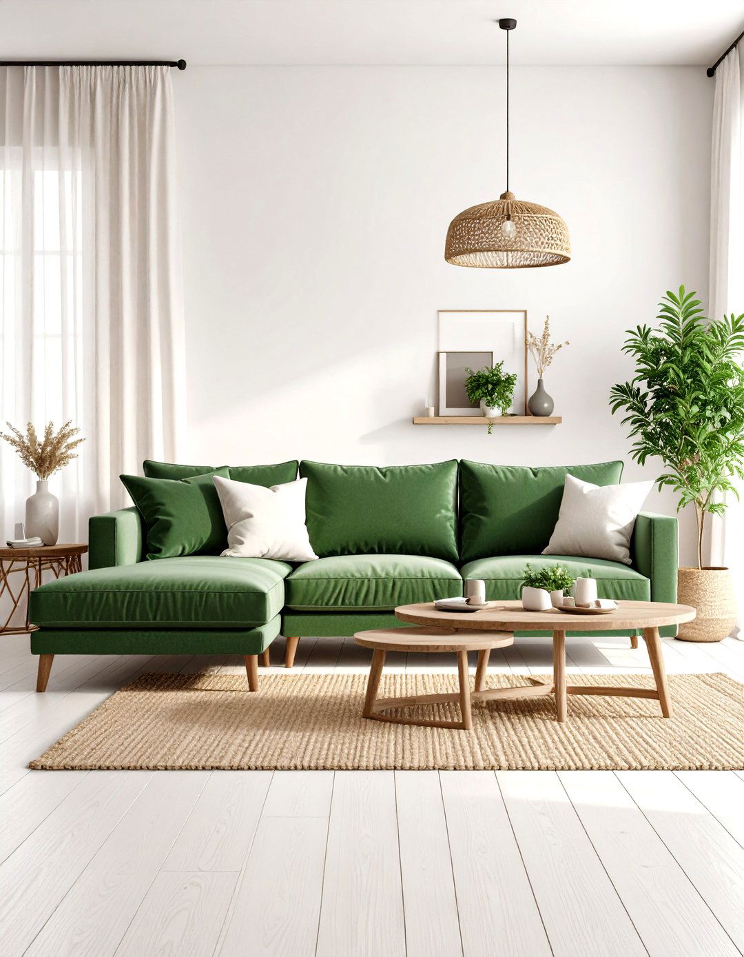 Coastal Chic Living Room - 30 emerald green sofa living room ideas