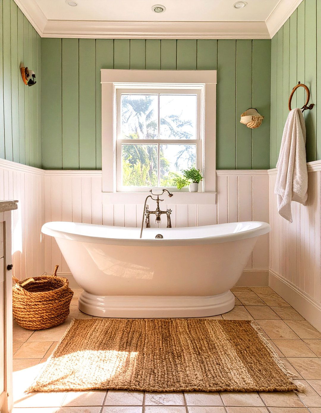Coastal Cottage Beaded Board Bathroom Tub - 30 bathroom tub ideas