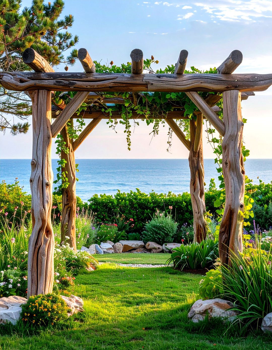 Coastal Driftwood Garden Arbor - 30 garden arbor ideas