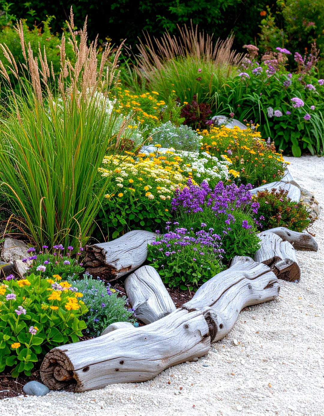 Coastal Driftwood Garden Bed - 30 garden bed design ideas