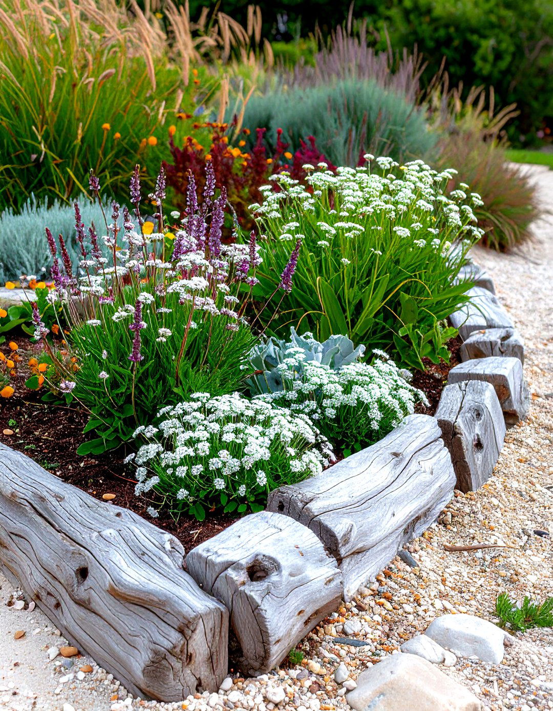 Coastal Driftwood Garden Bed - 30 garden beds ideas