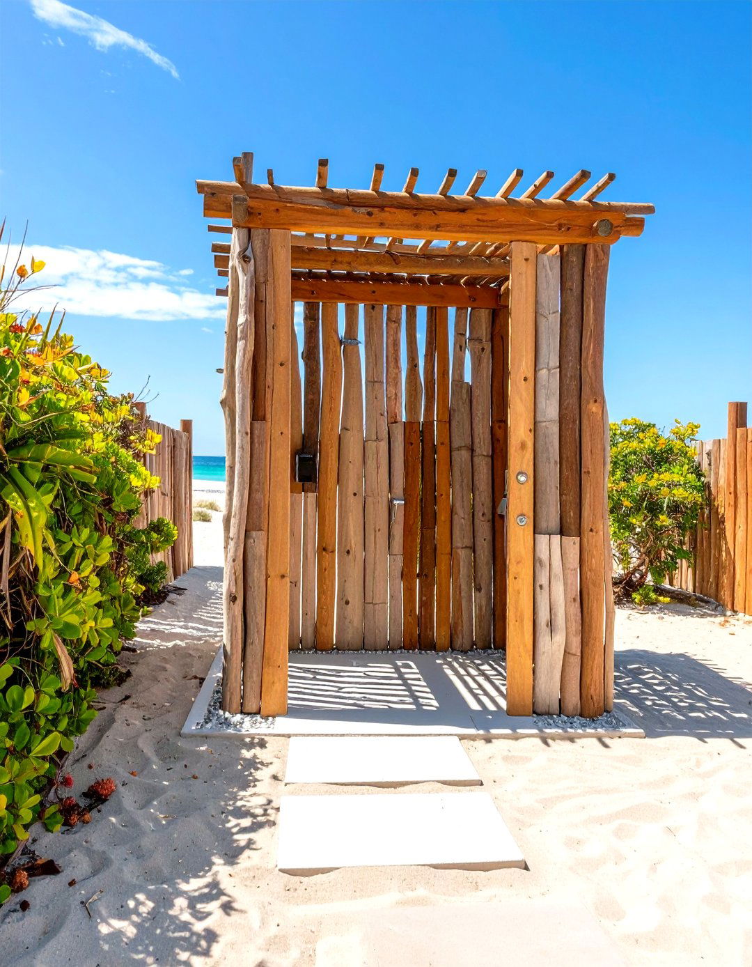 Coastal Driftwood Outdoor Shower Enclosure - 30 outdoor shower enclosure ideas