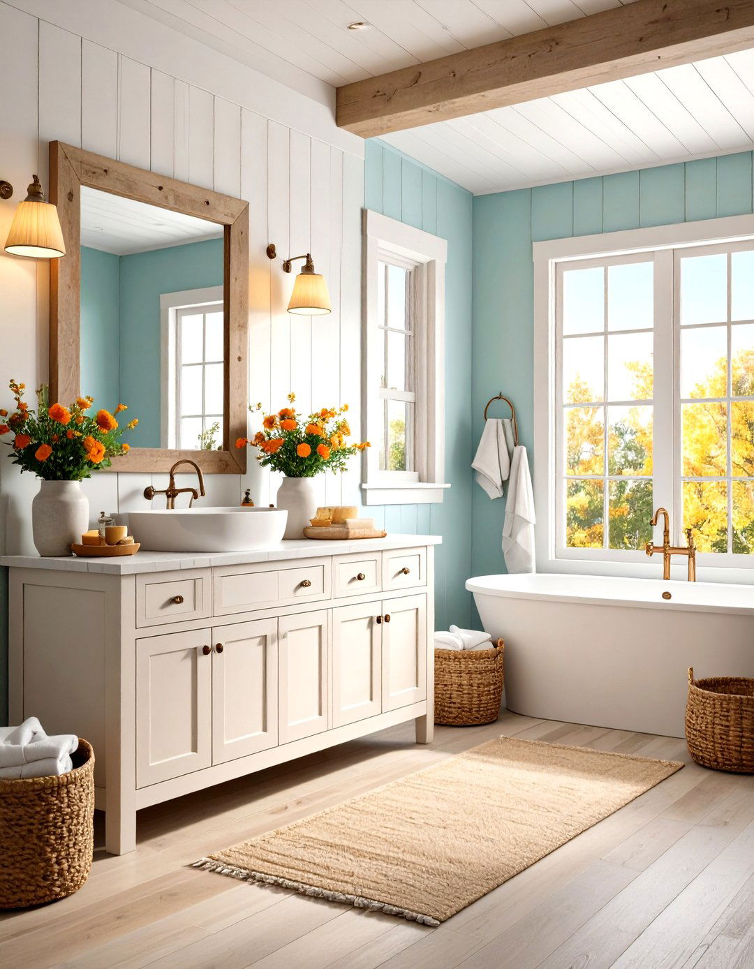 Coastal Farmhouse Bathroom Oasis - 30 farmhouse interior design ideas
