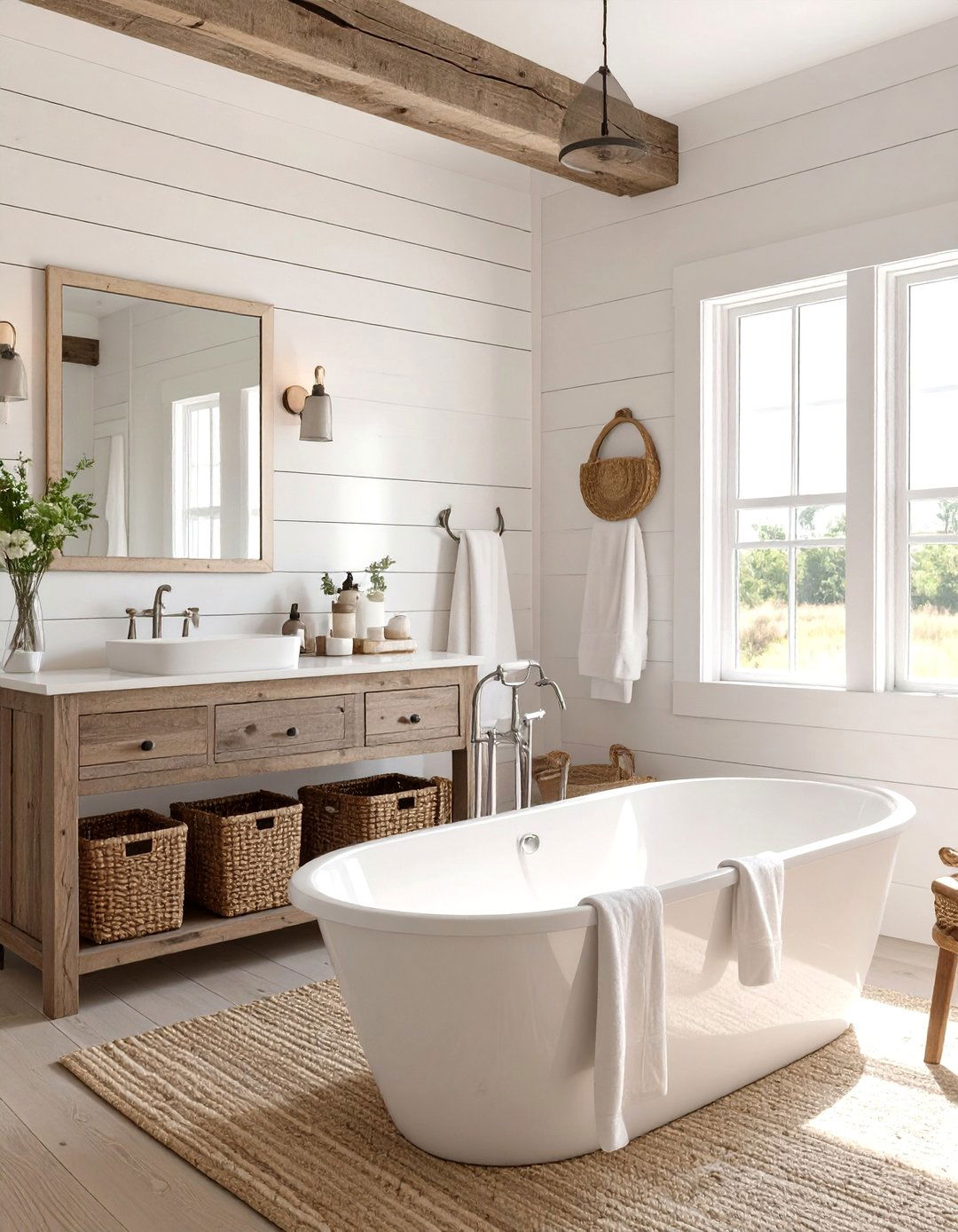 Coastal Farmhouse Bathroom Retreat - 30 bathroom upgrade ideas