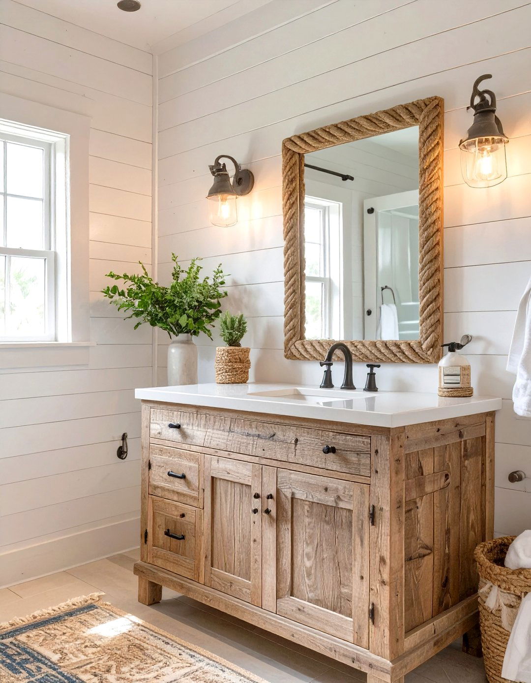 Coastal Farmhouse Half Bathroom - 30 half bathroom ideas