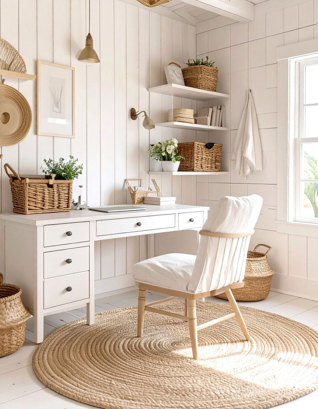 Coastal Farmhouse Home Office - 30 home office decorating ideas