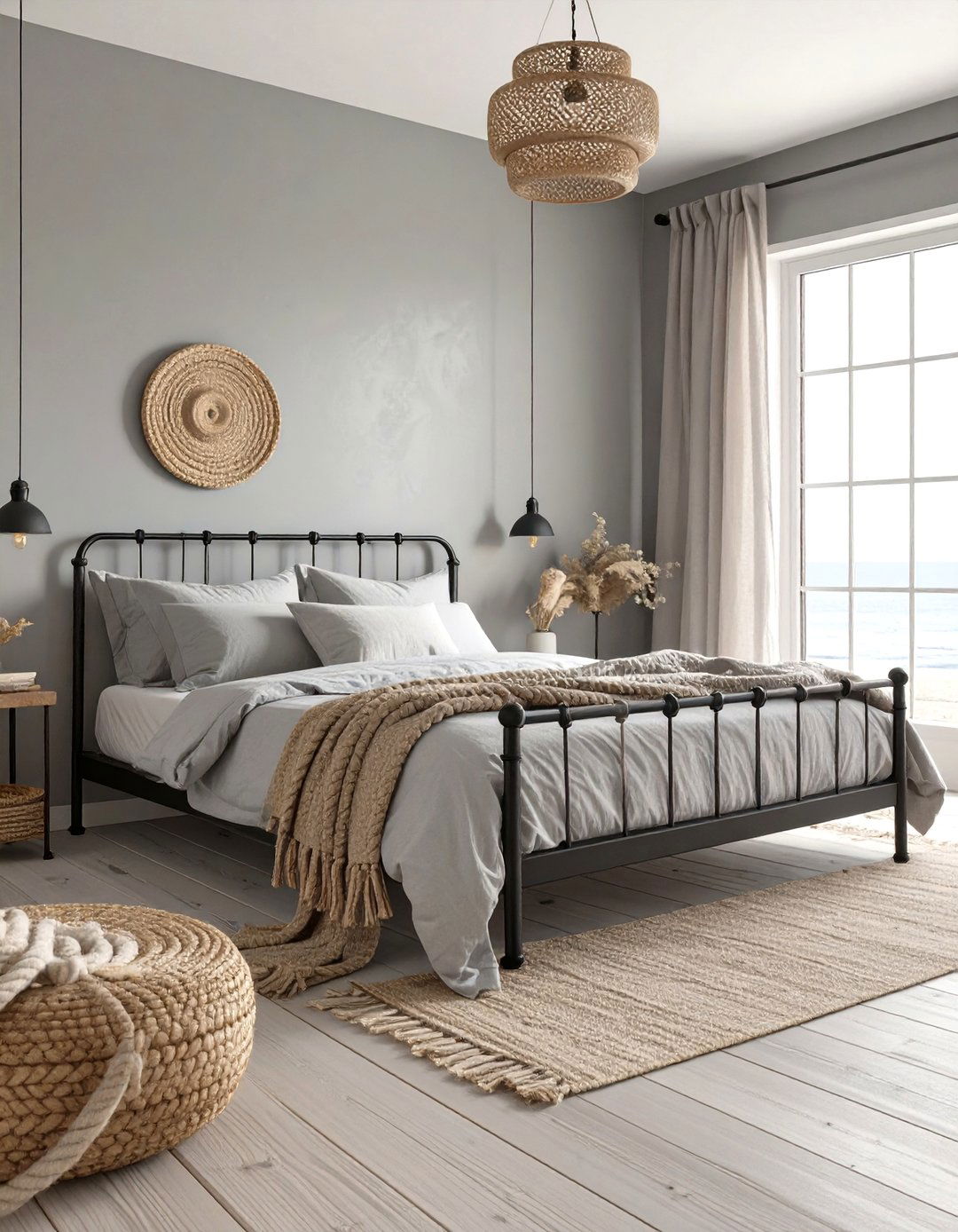 Coastal Grey Bedroom with Black Accents - 30 black and grey bedroom ideas