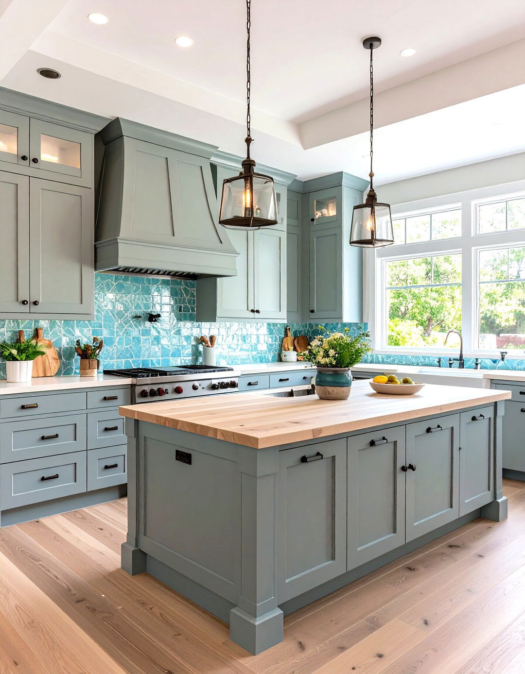 Coastal Grey and Blue Kitchen - 30 grey kitchen ideas