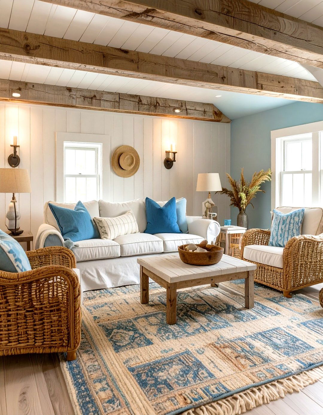 Coastal Inspired Basement Escape - 30 basement furniture ideas