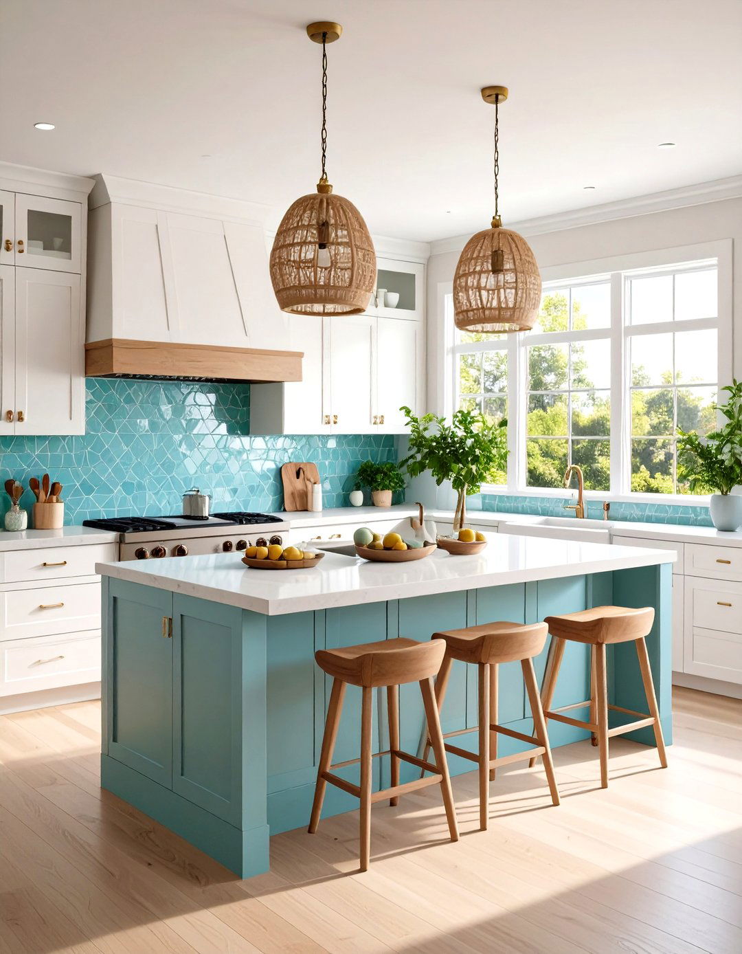 Coastal Inspired Blue Glass Kitchen Tiles - 30 kitchen wall tile ideas