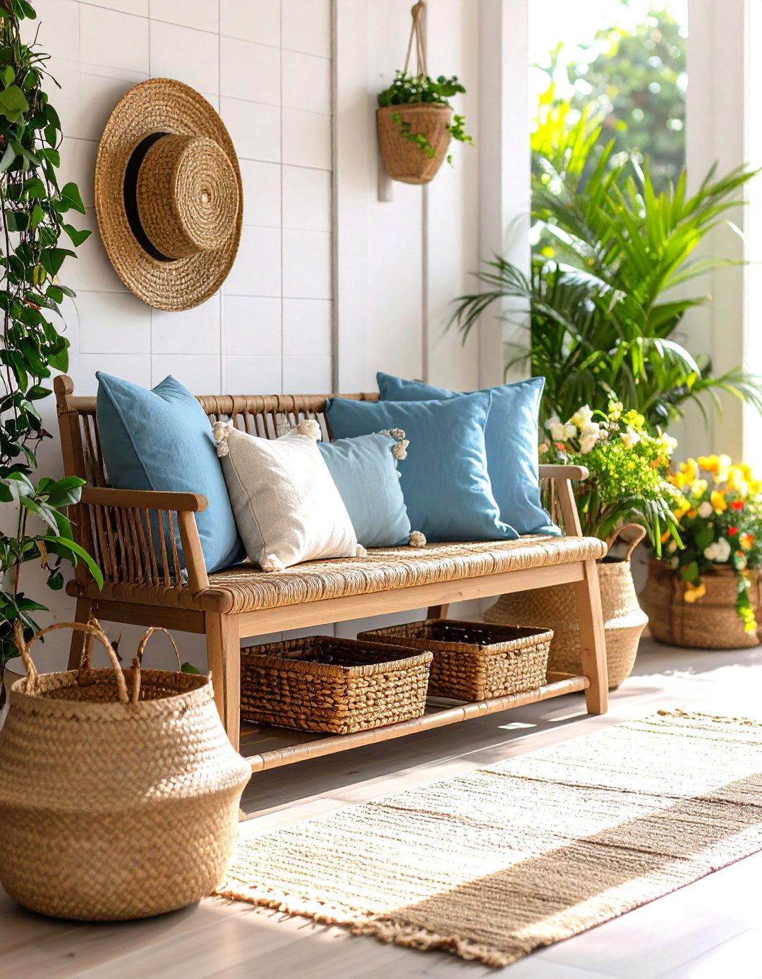 Coastal Inspired Entryway Bench - 30 entryway bench ideas