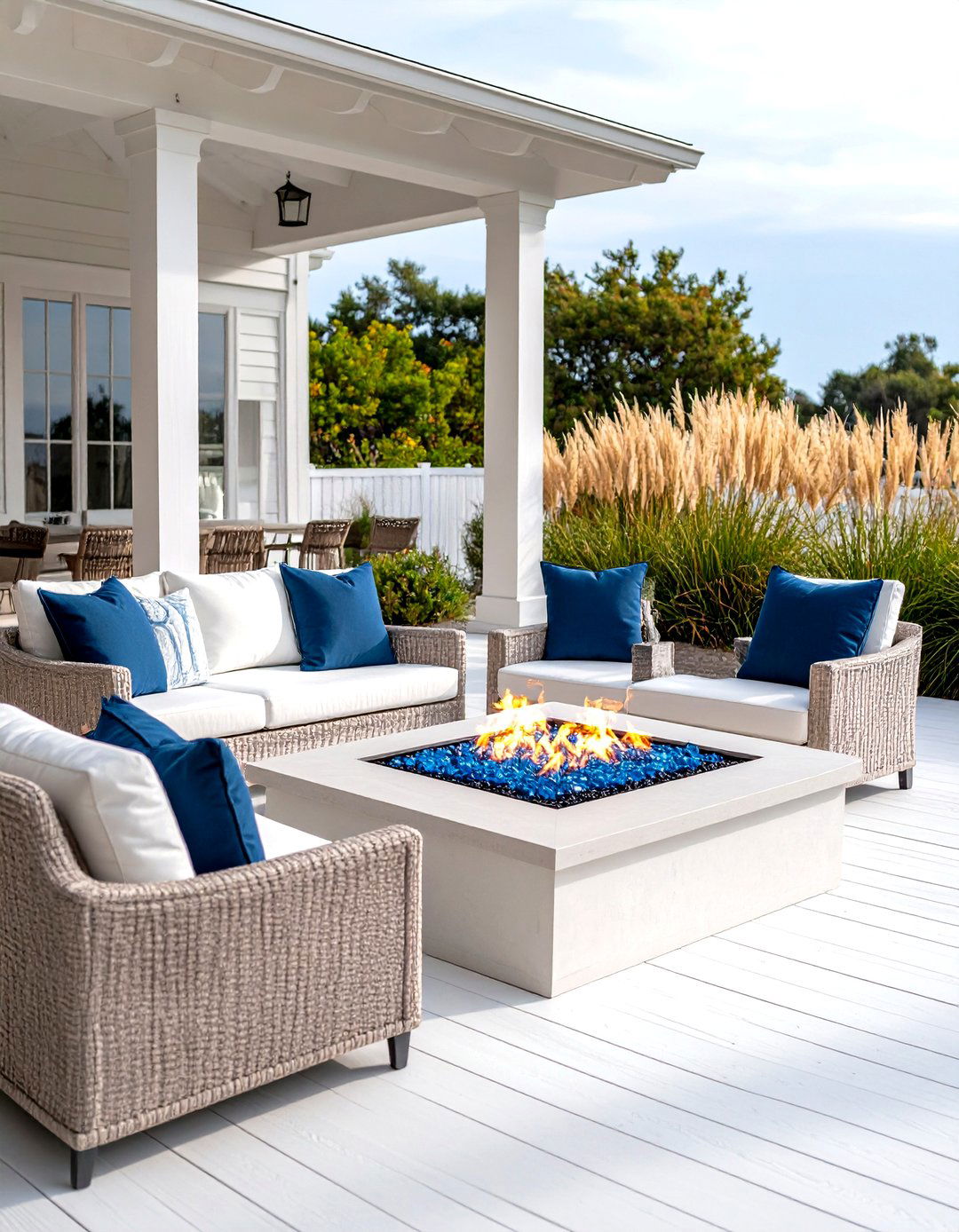 Coastal Inspired Fire Pit Deck - 30 fire pit backyard ideas