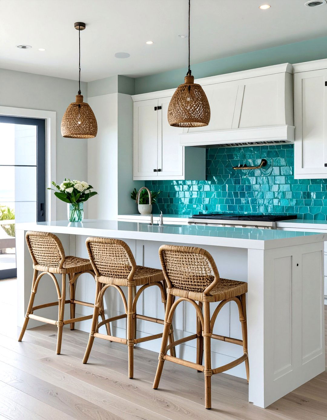Coastal Inspired Glass Tile Bar Backsplash - 30 bar backsplash ideas