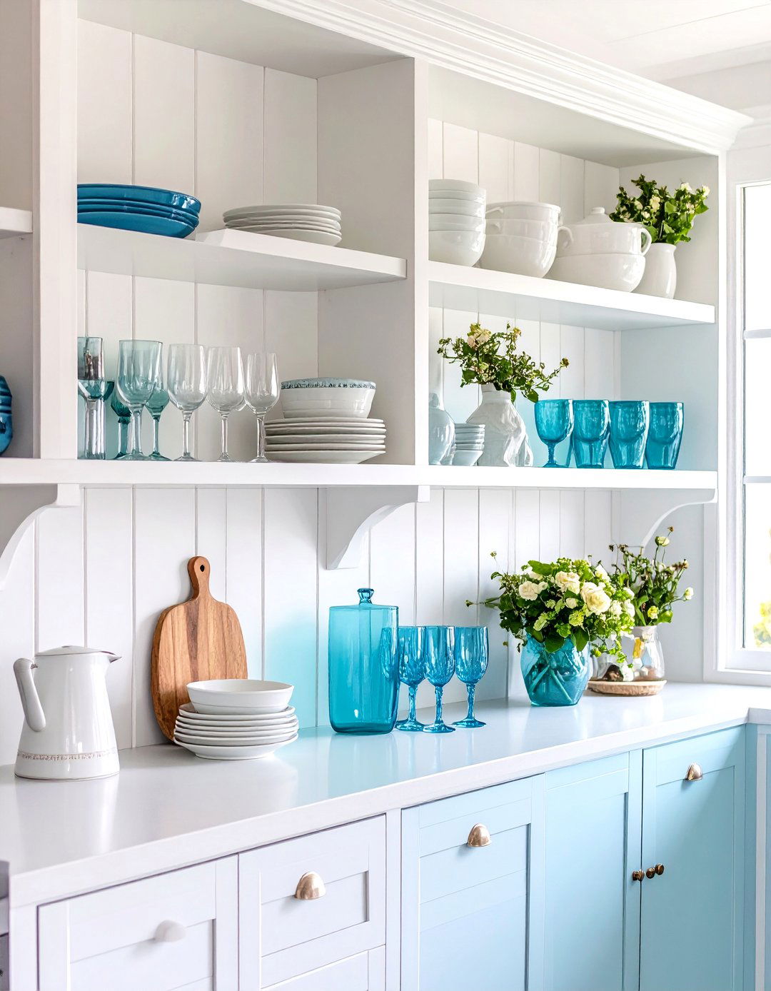 Coastal Inspired Kitchen Shelving - 30 kitchen shelving ideas