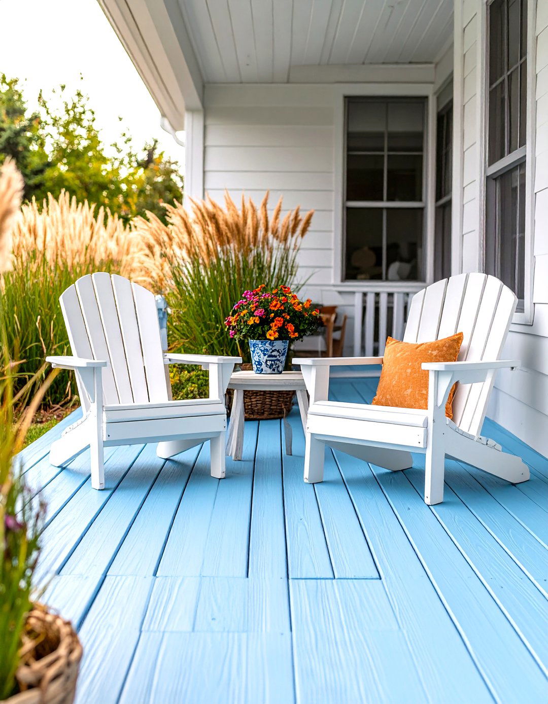 Coastal Inspired Light Blue Painted Deck - 30 painted deck ideas