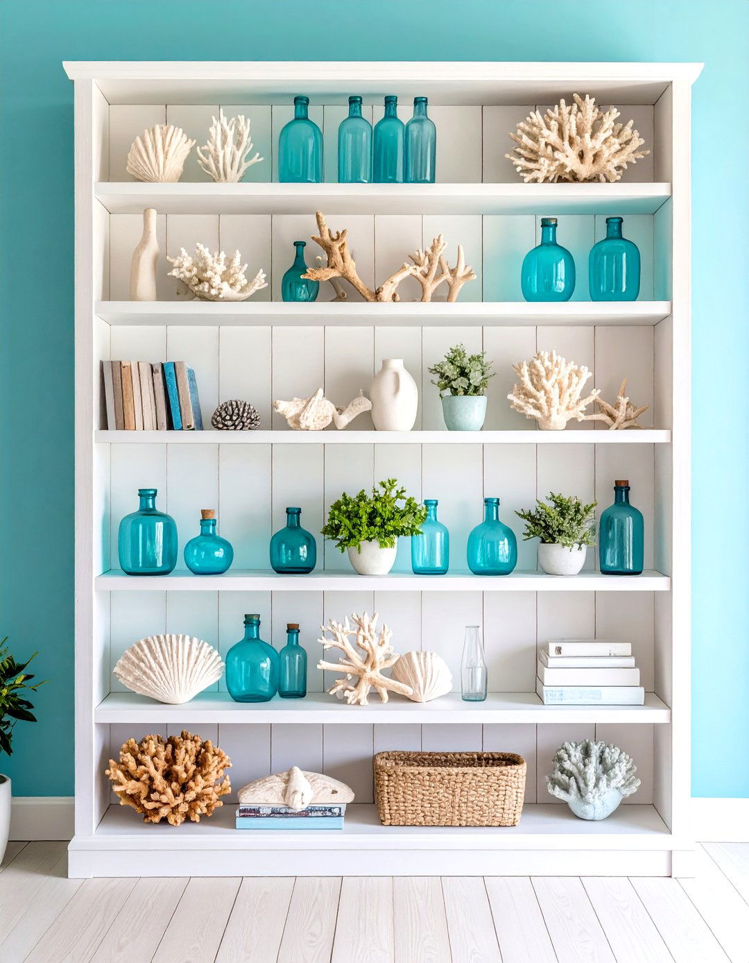 Coastal Inspired Living Room Bookshelves - 30 living room bookshelf ideas
