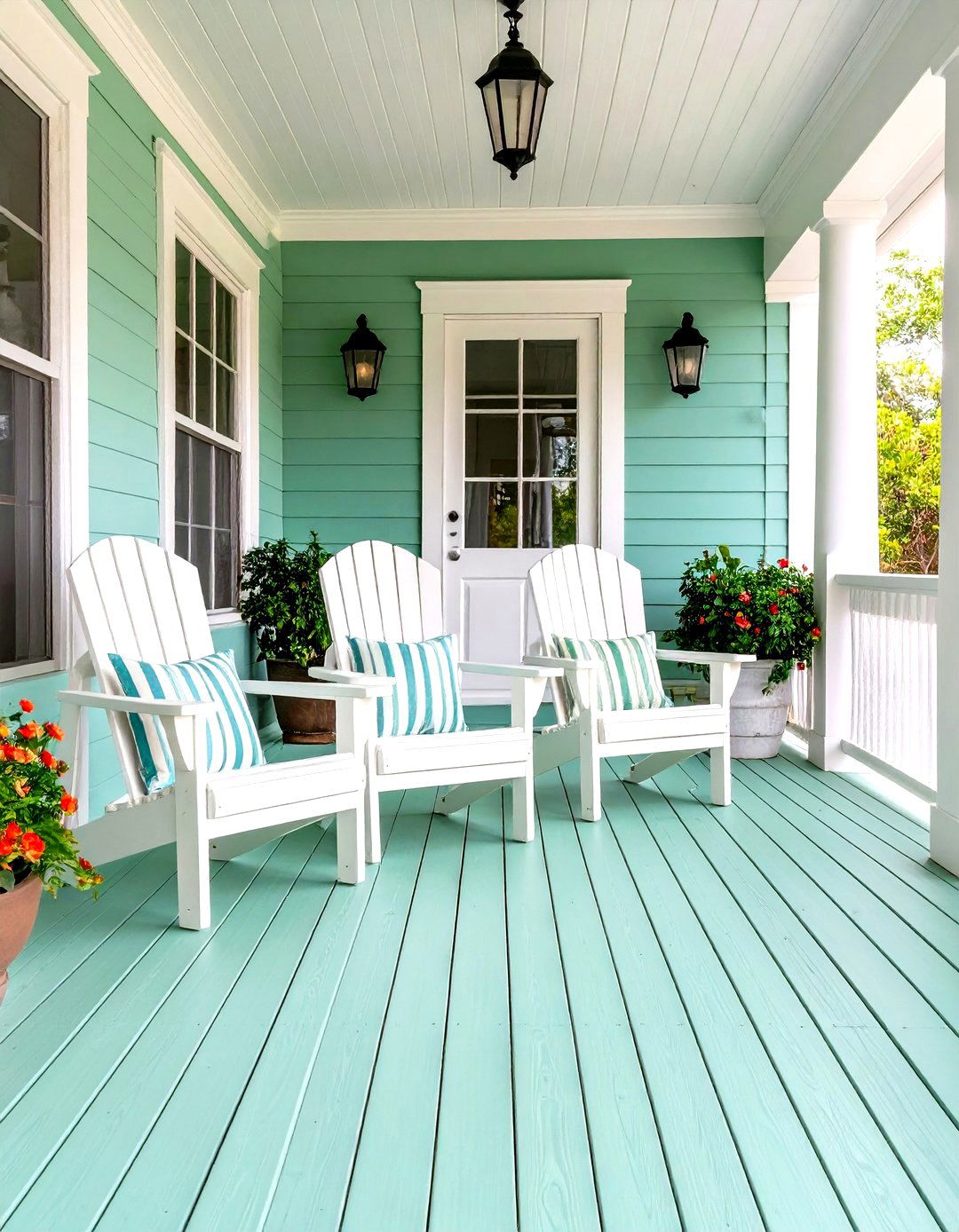 Coastal Inspired Painted Wood Flooring - 30 front porch flooring ideas