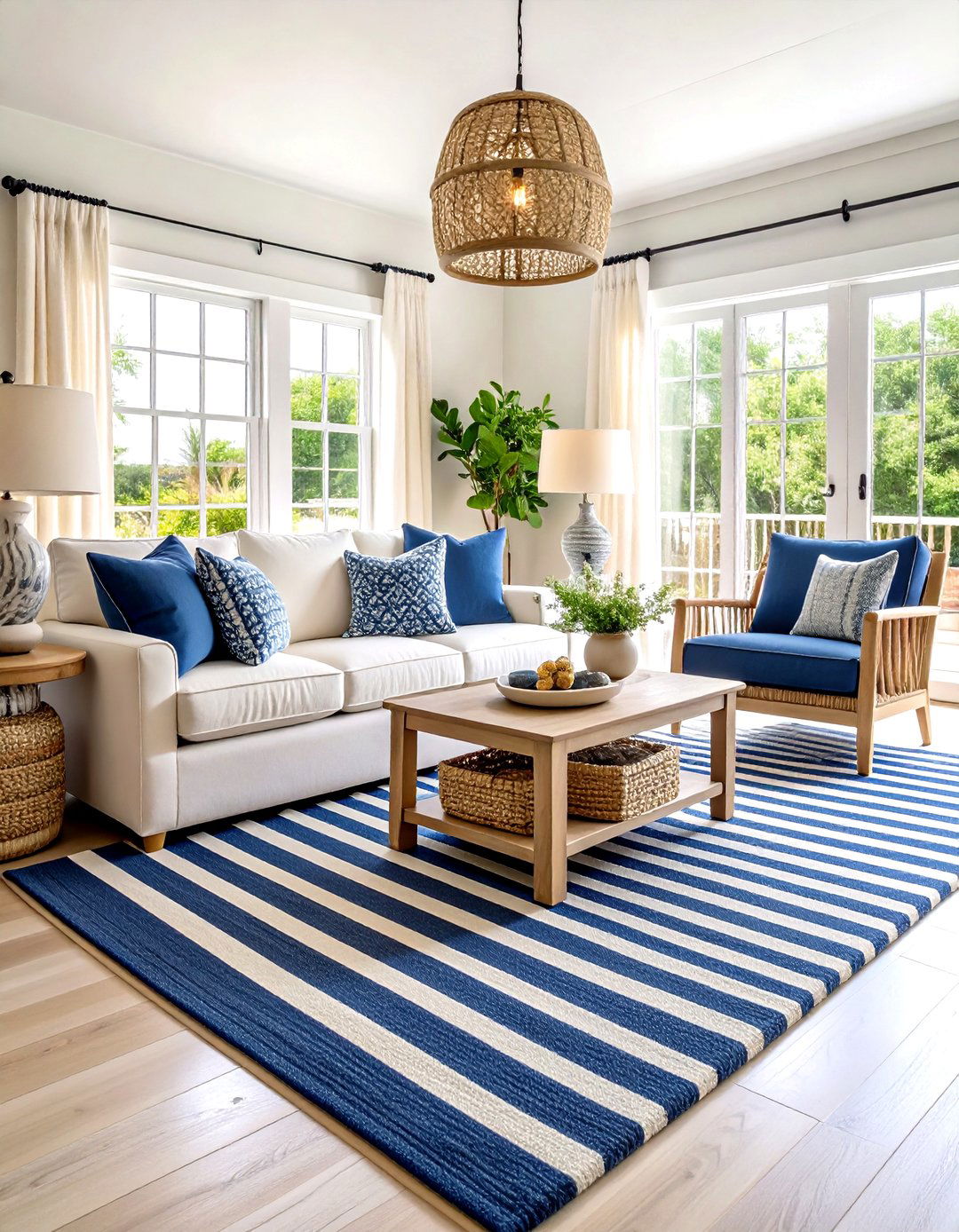 Coastal Inspired Striped Living Room Carpet - 30 living room carpet ideas