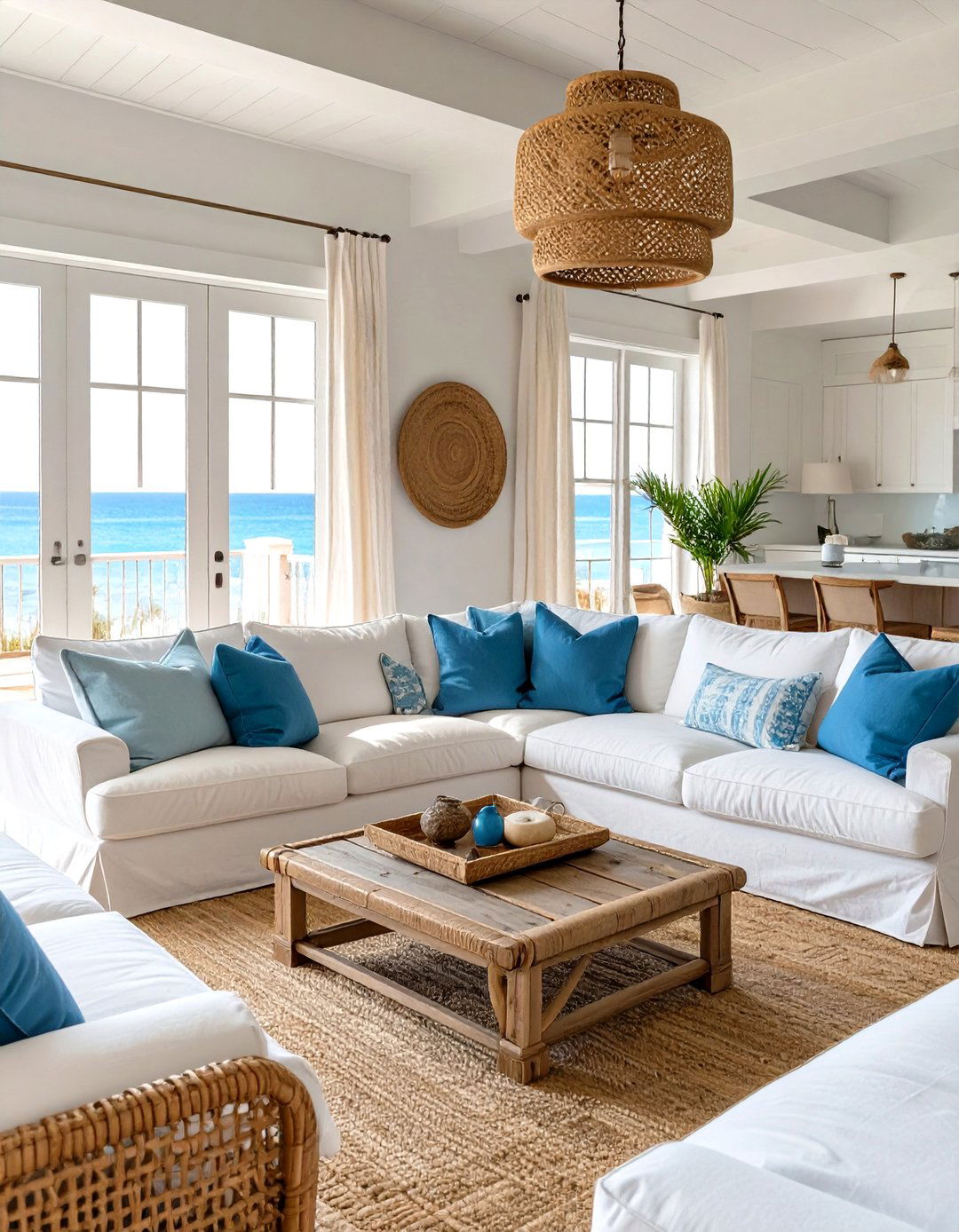 Coastal Inspired Sunken Living Room - 30 sunken living room ideas