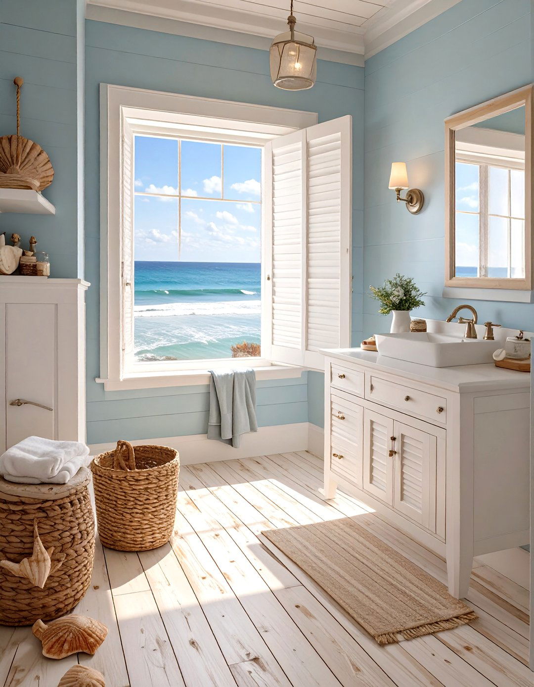 Coastal Inspired Whitewashed Bathroom Floor - 30 bathroom floor ideas